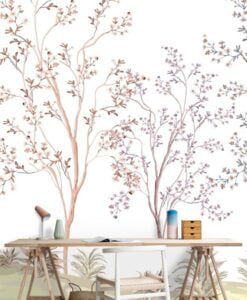 Flowers On Tree Spring Theme Wallpaper Mural