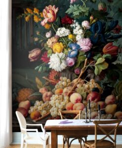 Colorful Flowers and Fruits Wallpaper Mural