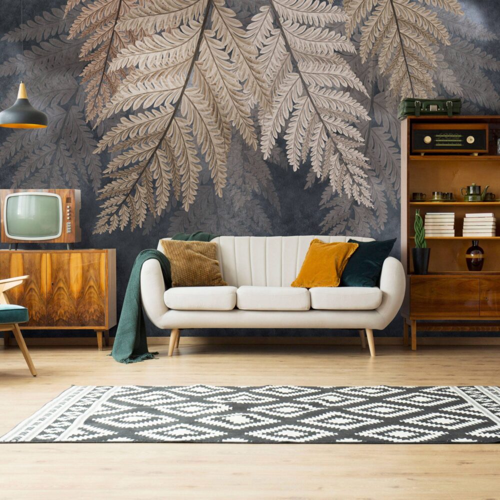 Dry Leaves Collaged Wallpaper Mural