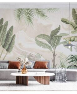 Tropical Trees Living Room Wallpaper Mural