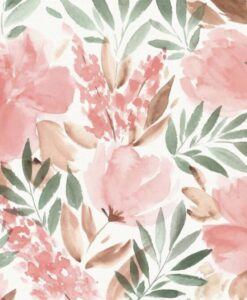 Watercolor Effected Flower Wallpaper Mural
