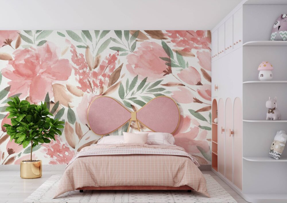 Watercolor Effected Flower Wallpaper Mural