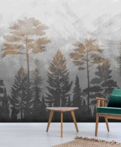 Dark Tones Tropical Forest Wallpaper Mural