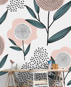 Pink Patterned Flower Wallpaper Mural