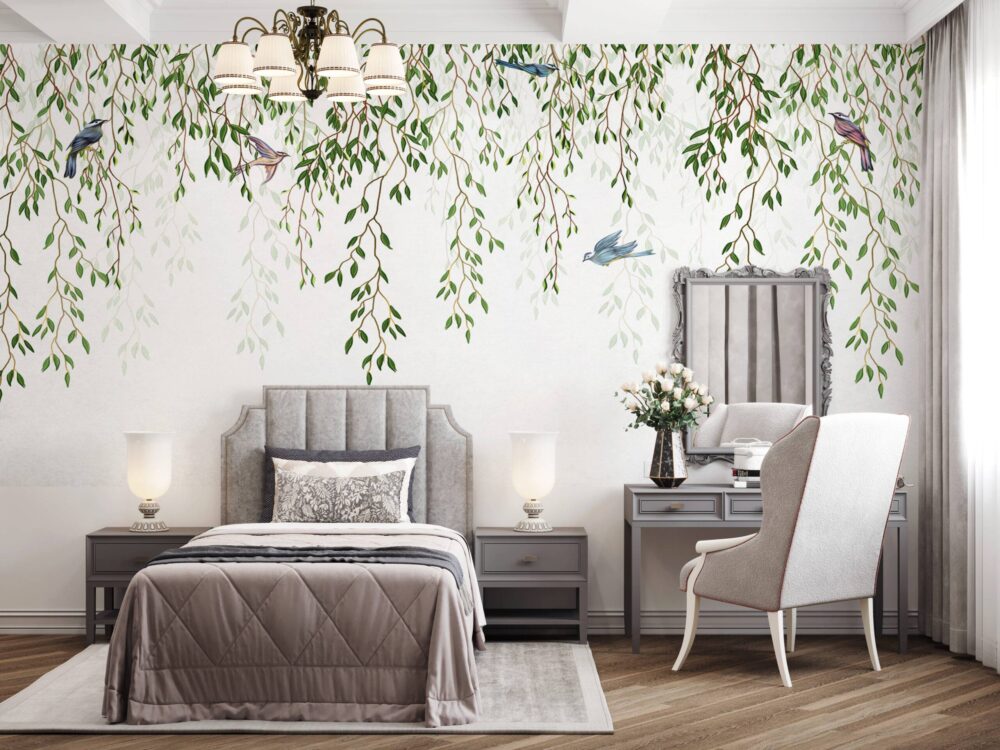 Birds On Tree Designed Wallpaper Mural