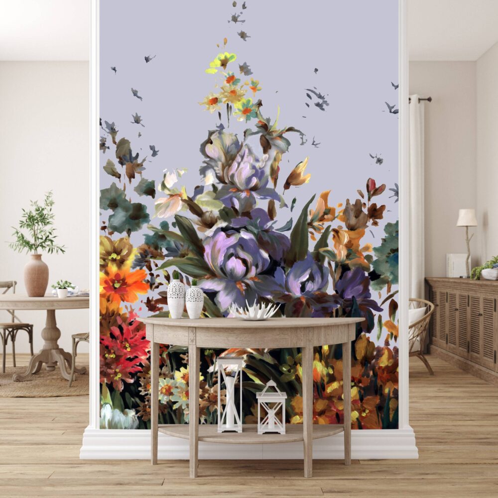 Pastel or Oil Painting Flowers Wallpaper Mural