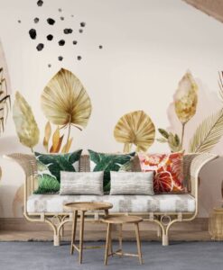 Dry Leaves Into Vases Wallpaper Mural