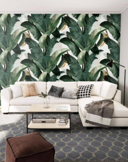 Green Banana Leaves Tropic Wallpaper Mural