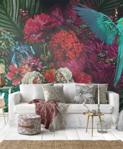 Among Flowers Collage Wallpaper Mural