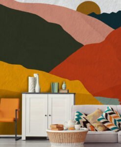 Mountain Landscape Bohemian Tones Wallpaper Mural