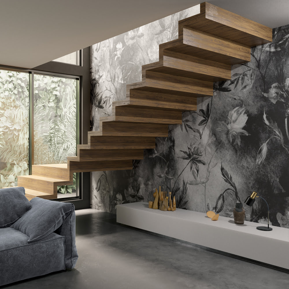 Black And White Floral Wallpaper Mural