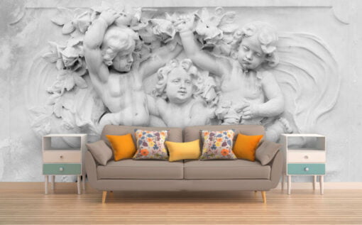 Angel Statue Figures Relief 3D Wallpaper Mural