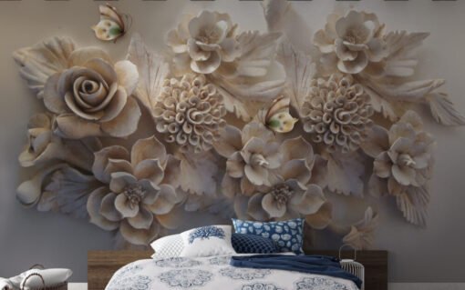 3D Looking Roses and Flowers Wallpaper Mural