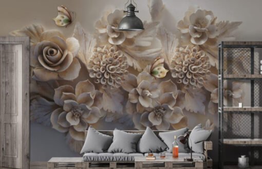 3D Looking Roses and Flowers Wallpaper Mural