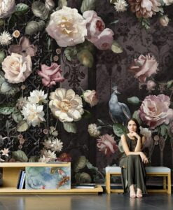 Baroque Patterns and Roses Wallpaper Mural
