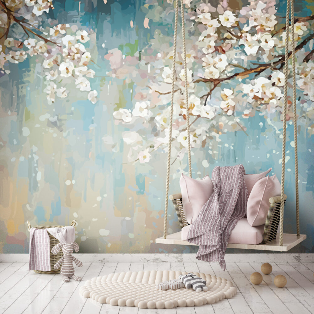 Oil Painted Blossoms Wallpaper Mural