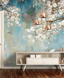 Oil Painted Blossoms Wallpaper Mural