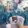 Blue Color Hanging Flowers Wallpaper Mural