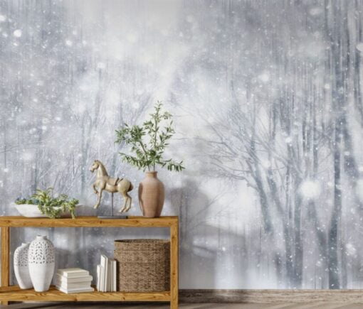 Snow Forest Landscape 3D Wallpaper Mural