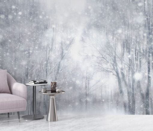 Snow Forest Landscape 3D Wallpaper Mural