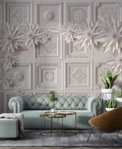 3D Pattern Wall Panels Flowers Wallpaper Mural