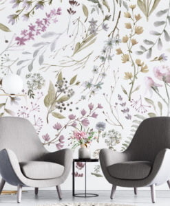 Soft Flowers Watercolor Effect Wallpaper Mural