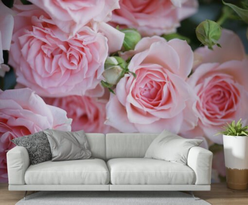 Pink 3D Roses Wallpaper Mural