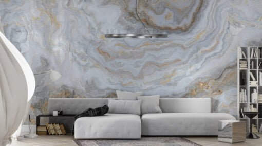 Gold and White Marble Pattern Wallpaper Mural