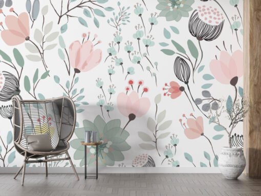 Soft Floral Pattern Wallpaper Mural