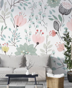 Soft Floral Pattern Wallpaper Mural