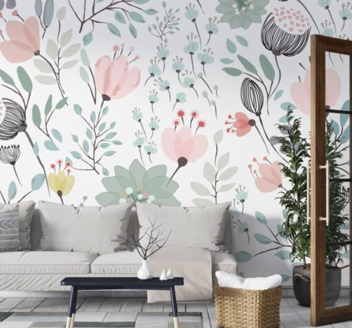 Soft Floral Pattern Wallpaper Mural