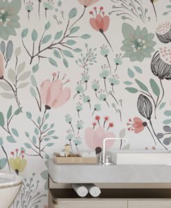 Soft Floral Pattern Wallpaper Mural