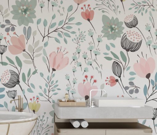 Soft Floral Pattern Wallpaper Mural