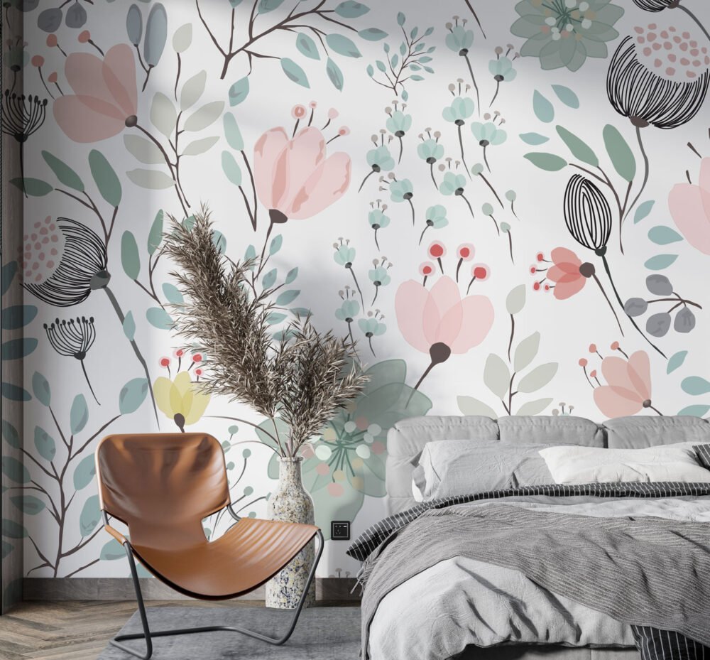 Soft Floral Pattern Wallpaper Mural