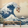 Big Waves and Mountain Wallpaper Mural