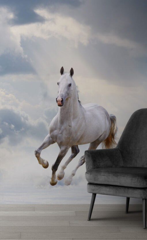 Running White Horse Wallpaper Mural