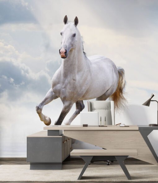 Running White Horse Wallpaper Mural