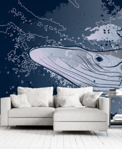 Big Whale Drawing Wallpaper Mural