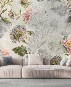 Soft Flowers Spilled Look Wallpaper Mural
