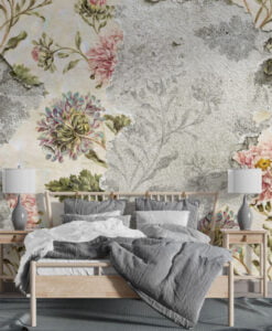 Soft Flowers Spilled Look Wallpaper Mural