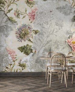 Soft Flowers Spilled Look Wallpaper Mural