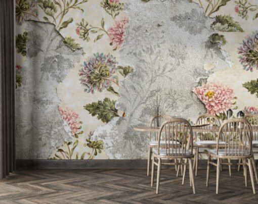 Soft Flowers Spilled Look Wallpaper Mural