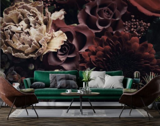 Dark Flowers 3D Wallpaper Mural