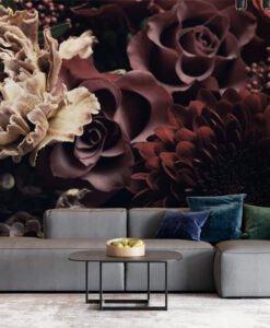Dark Flowers 3D Wallpaper Mural