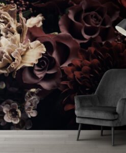 Dark Flowers 3D Wallpaper Mural