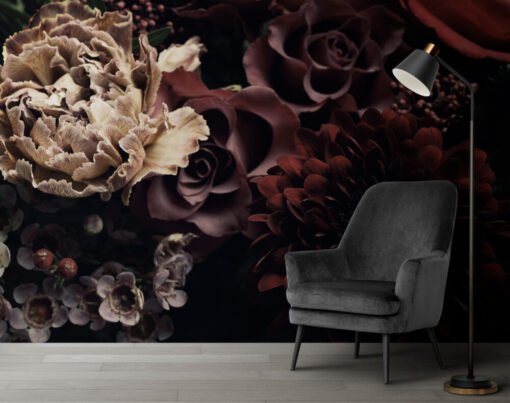 Dark Flowers 3D Wallpaper Mural