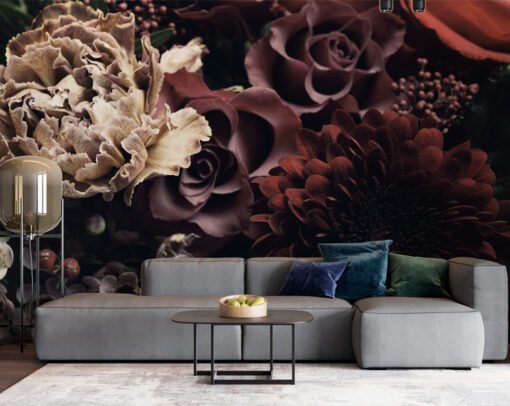 Dark Flowers 3D Wallpaper Mural