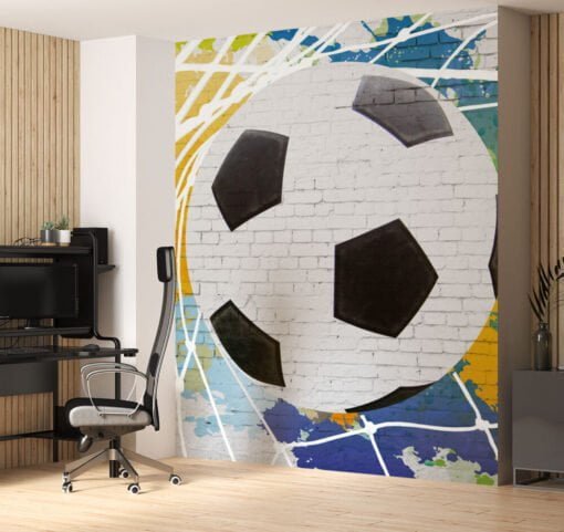Big Soccer Ball Drawing Look Wallpaper Mural