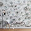 White Roses 3D Looking Wallpaper Mural