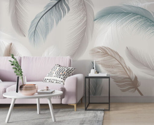 Soft Color Feathers Wallpaper Mural